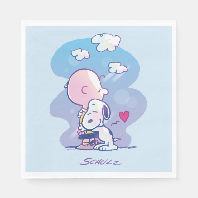 Guardanapo De Papel Conforto e segurança | Charlie & Snoopy Hug (Frente)