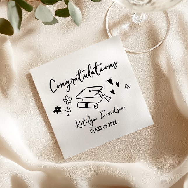 Guardanapo De Papel Congratulations Grad Doodle Beverage (Criador carregado)