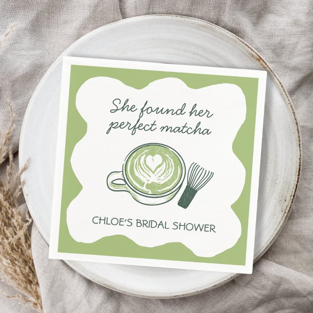 Guardanapo De Papel Conjunto de Chá Verde Matcha Perfeito & Batedeira  (Perfect Matcha Green Tea Bachelorette Square Sticker)
