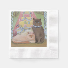 Guardanapo De Papel Conjunto de iniciais personalizadas dos gatos de c