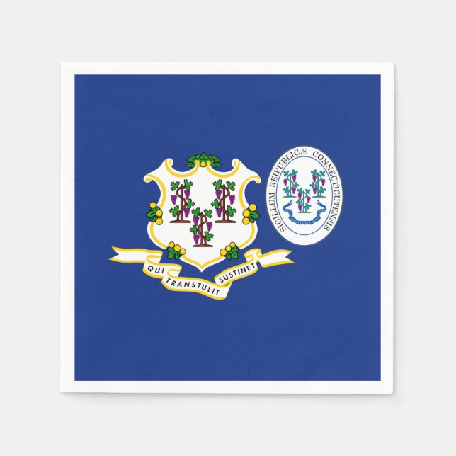 Guardanapo De Papel Connecticuter Flag & Seal, Connecticut (Frente)