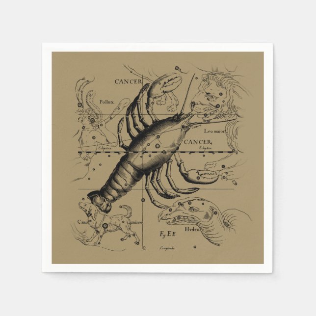 Guardanapo De Papel Constelação de cancer Hevelius 1690 Engave (Frente)