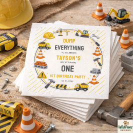 Guardanapo De Papel Construção 1º Aniversário | Festa do Caminhão de C