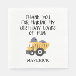 Guardanapo De Papel Construção de Bois Amarelos Despejam Caminhão Aniv