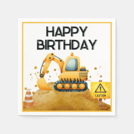 Guardanapo De Papel Construção Feliz Aniversário Coquetel Napkin