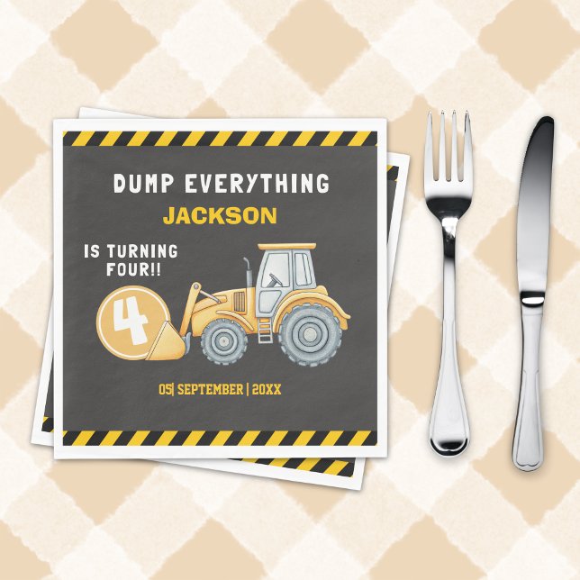 Guardanapo De Papel Construction Birthday Party  | Excavator & Truck (Criador carregado)