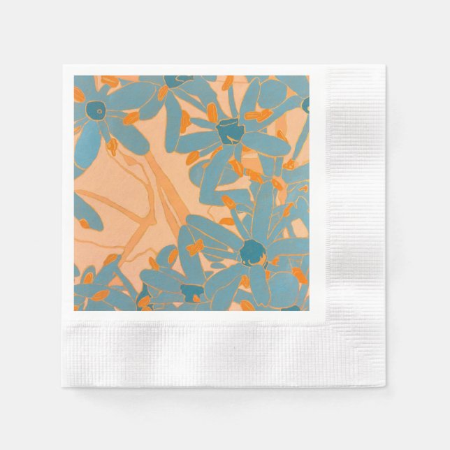 Guardanapo De Papel Contemporary Leaf Design in Peach  (Frente)