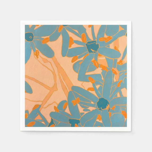 Guardanapo De Papel Contemporary Leaf Design in Peach  (Frente)