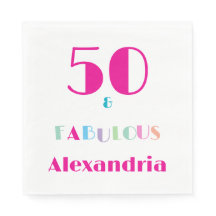Convite de Aniversário Colorido Moderno 50 & Fabul