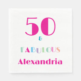 Guardanapo De Papel Convite de Aniversário Colorido Moderno 50 & Fabul