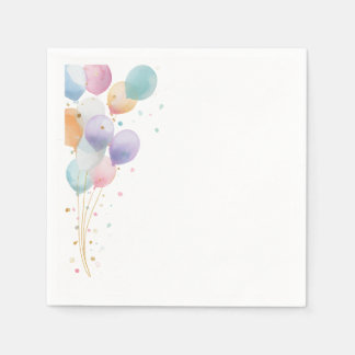 Guardanapo De Papel Convite de Aniversário com Balões Pastel