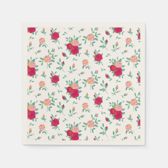 Guardanapo De Papel Convite de Aniversário da Menina das Rosas Lindas (Frente)