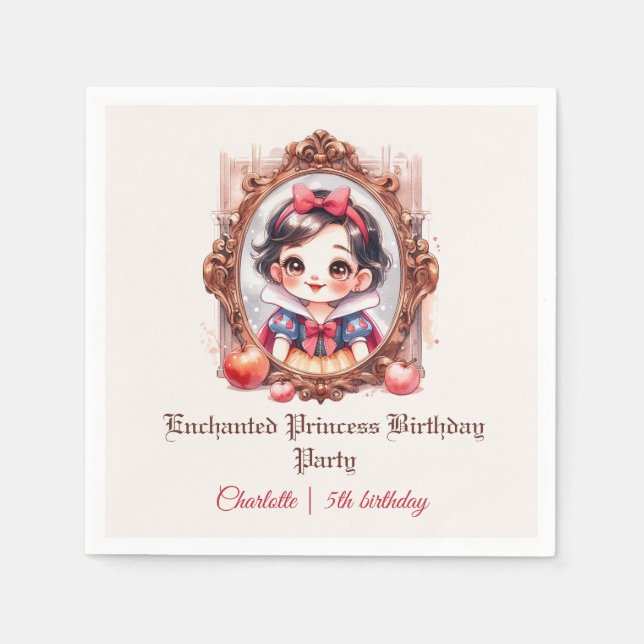 Guardanapo De Papel Convite de Aniversário da Princesa Encantada Branc (Frente)