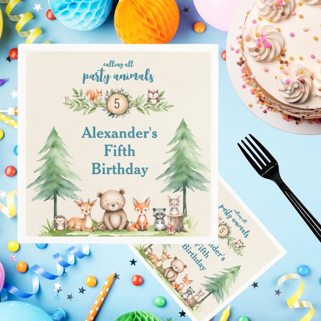 Guardanapo De Papel Convite de aniversário de Animais do Partido Woodl (Criador carregado)