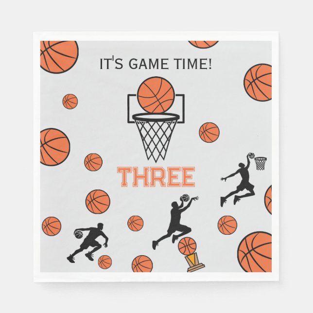 Guardanapo De Papel Convite de Aniversário de Basquete (Frente)