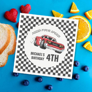 Guardanapo De Papel Convite de aniversário de Carro Race Vermelho