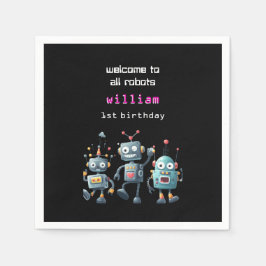 Guardanapo De Papel convite de aniversário de robôs malucos