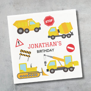 Guardanapo De Papel Convite de aniversário de Truck em Construção