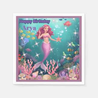 Guardanapo De Papel Convite de Aniversário Personalizado de Sereia