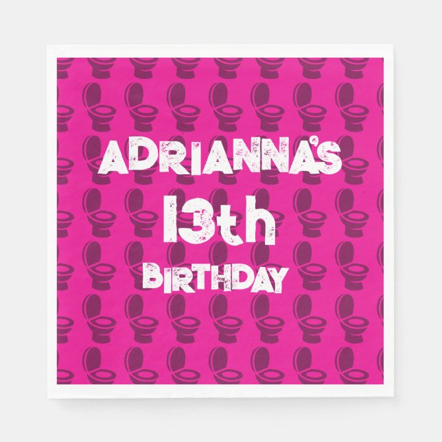 Guardanapo De Papel Convite de aniversário Rosa de Toilet Skibidi (Frente)