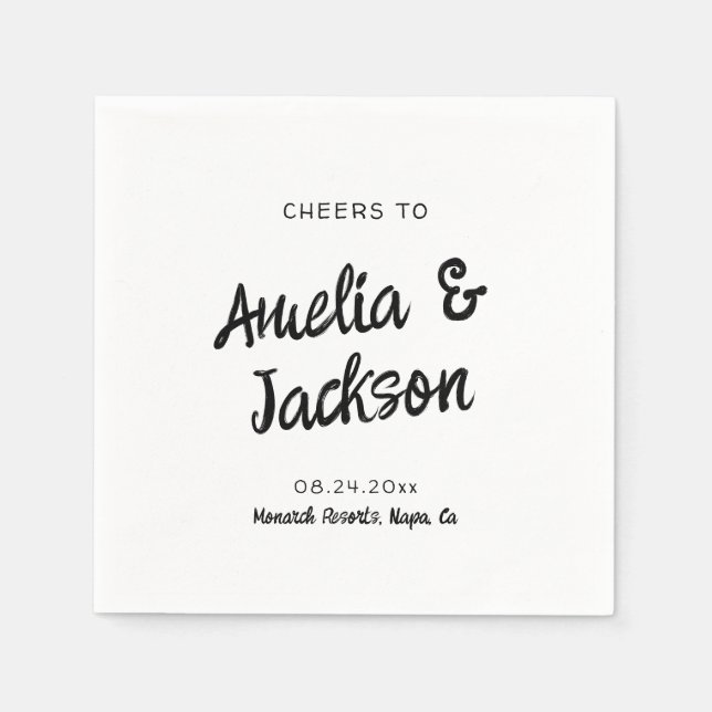 Guardanapo De Papel Convite De Casamento Desenhado À Mão (Frente)