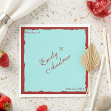 Convite de Casamento Moderno Aqua Teal e Vermelho