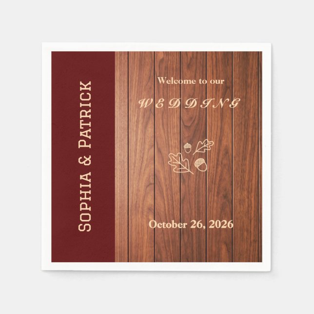 Guardanapo De Papel Convite de casamento rústico elegante (Frente)