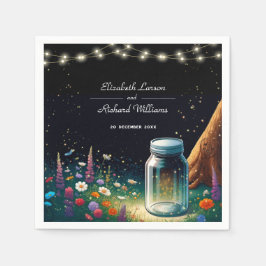 Guardanapo De Papel Convite de Casamento Rústico Elegante com Vaga-lum