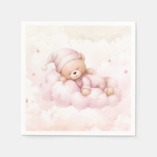 Guardanapo De Papel Convite de Chá de Bebê Menina Urso Teddy Vintage
