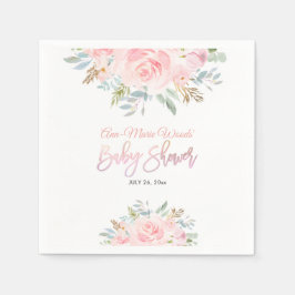 Guardanapo De Papel Convite de Chá de fraldas de Rosas Rosa de Cores A