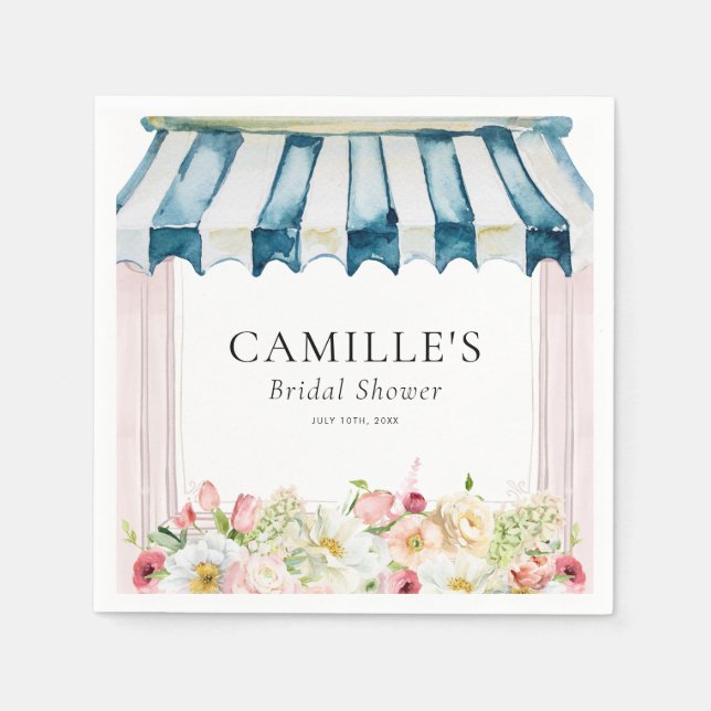 Guardanapo De Papel Convite de Chá de Noiva no Jardim de Flores (Frente)