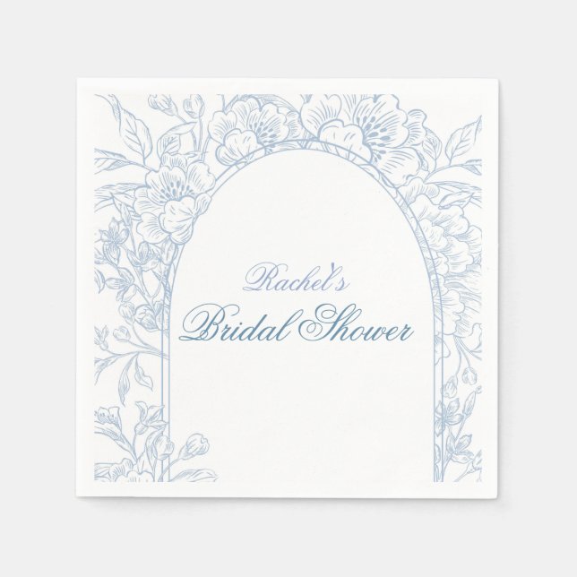Guardanapo De Papel Convite de Chuveiro de Noiva Something Blue Wildfl (Frente)