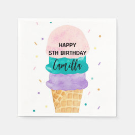 Guardanapo De Papel Convite de festas Cone Sorvete Birthday Girl