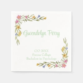 Guardanapo De Papel Convite de Formatura Boho Floral para Faculdade