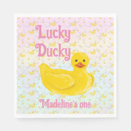 Guardanapo De Papel Convite de Primeiro Aniversário Lucky Ducky