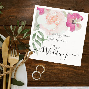Guardanapo De Papel Convite Floral Simples Blush Pink Fushia