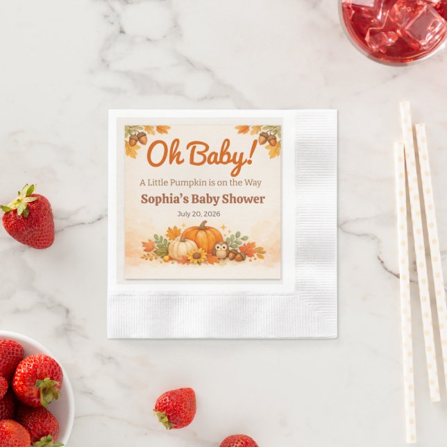 Guardanapo De Papel Convite para Chá de Bebê Abóbora Outono Oh Bebê (Insitu)