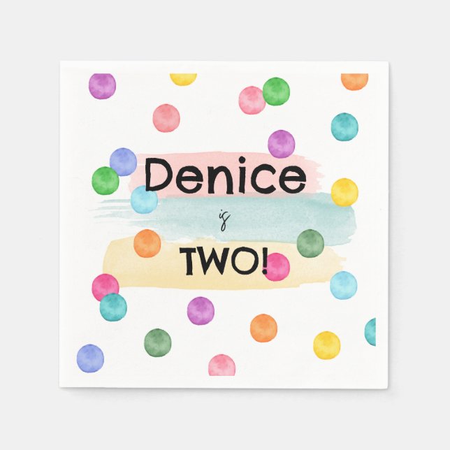 Guardanapo De Papel Convite para Festa de aniversário de bolinhas (Frente)