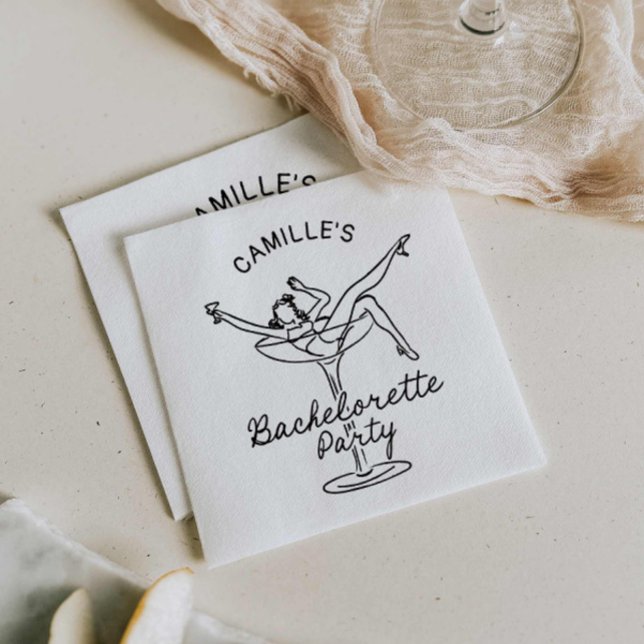 Guardanapo De Papel Convite para Festa de solteira de Champanhe Retroa (Retro Glam Bachelorette Party Paper Napkins)