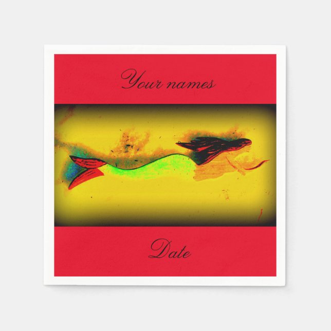 Guardanapo De Papel convite personalizado da sereia de natação (Frente)