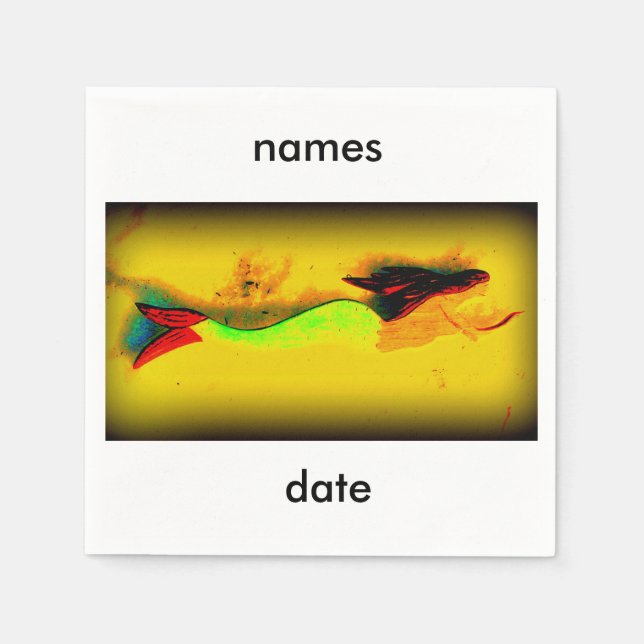 Guardanapo De Papel convite personalizado da sereia de natação (Frente)