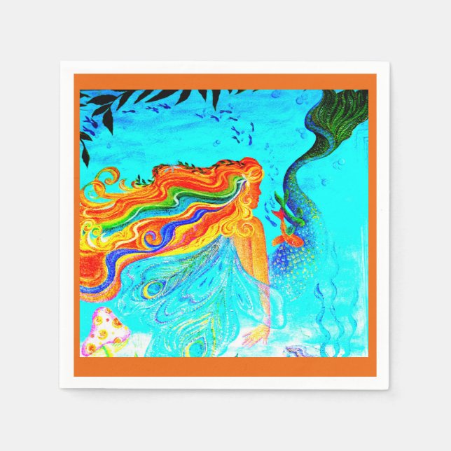 Guardanapo De Papel convite personalizado da sereia redled (Frente)