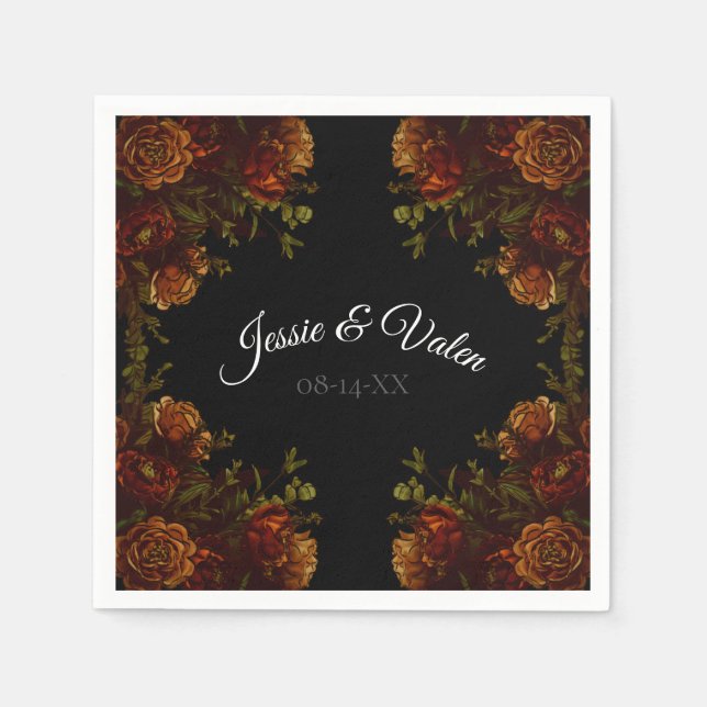 Guardanapo De Papel Convite Rustic Orange Black Elegant Casamento (Frente)