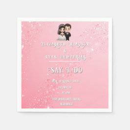 Guardanapo De Papel Convites de Casamento Rosa com Sparkles Diamond