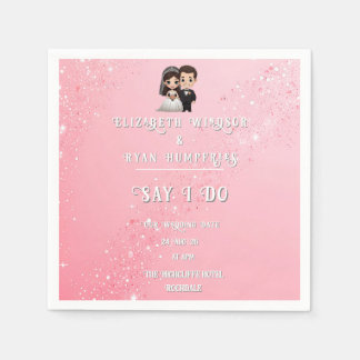 Guardanapo De Papel Convites de Casamento Rosa com Sparkles Diamond