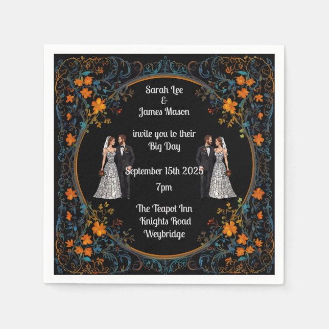 Guardanapo De Papel Convites e Convites personalizados para Casamento (Frente)