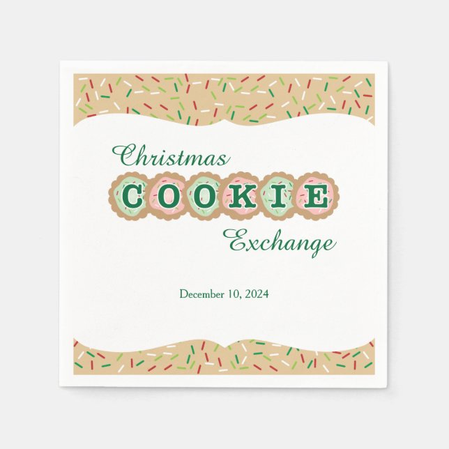 Guardanapo De Papel Cookie Exchange Fosco Holiday Cookies (Frente)