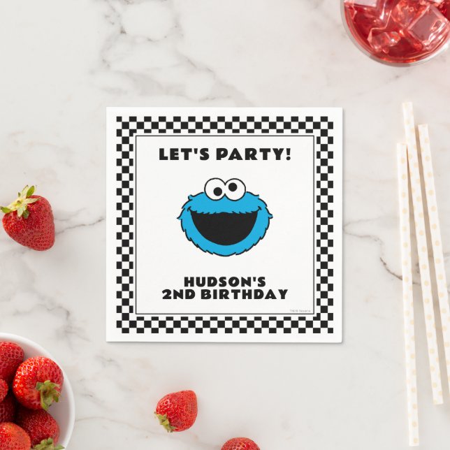 Guardanapo De Papel Cookie Monster Checkerboard Birthday (Insitu)