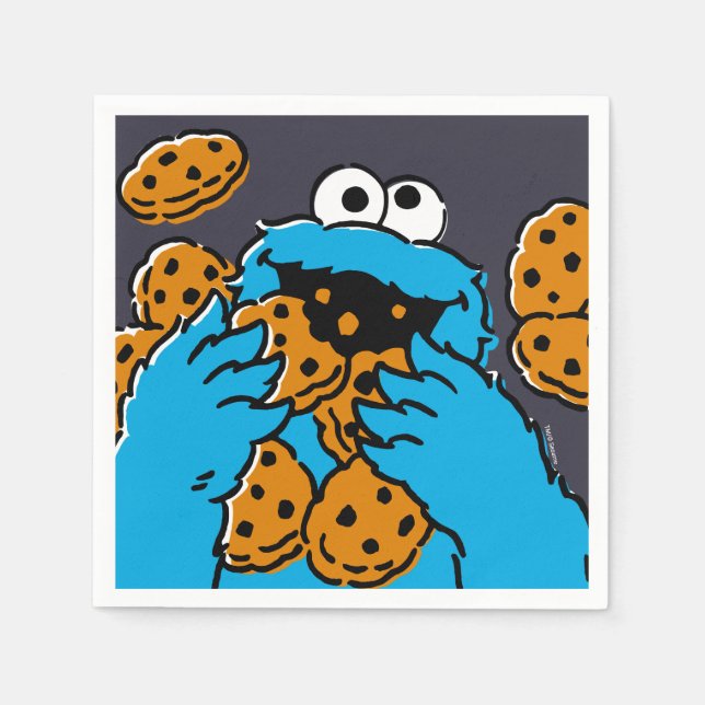 Guardanapo De Papel Cookie Monster Eating All the Cookies (Frente)