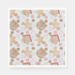 Guardanapo De Papel Cookies de Natal com Placas de Papel de Stripe Azu